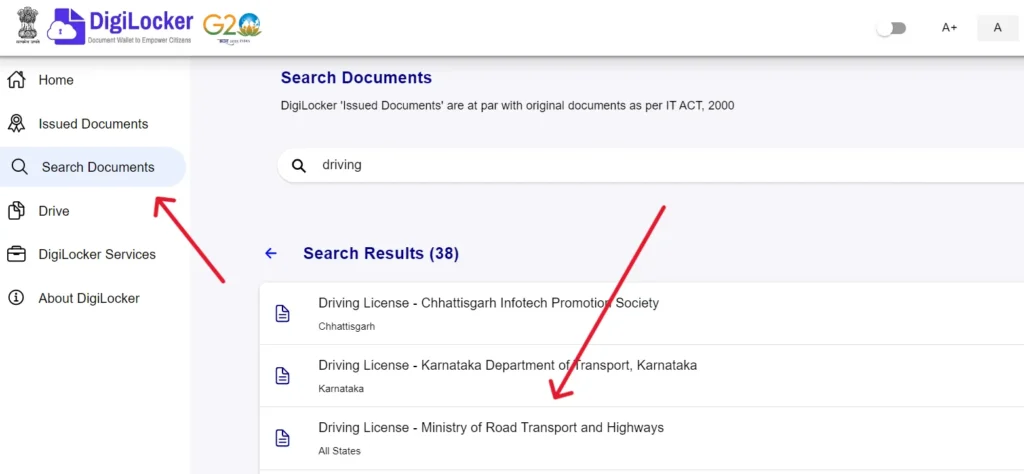 DL Download Digilocker