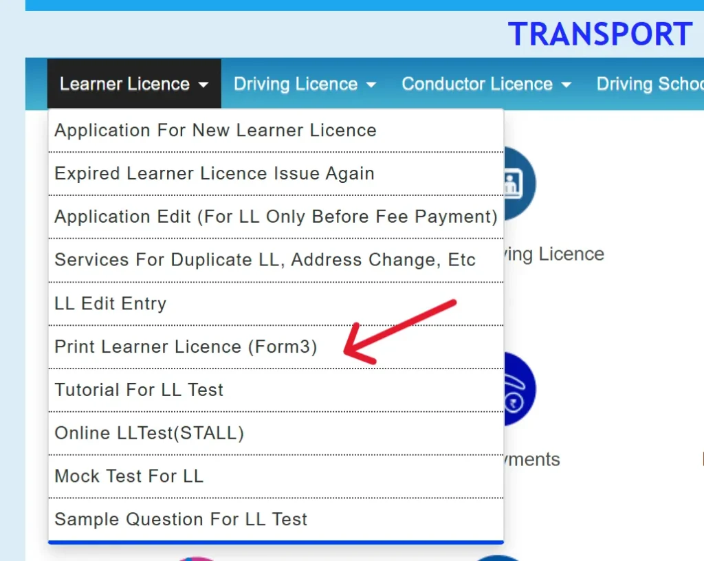 DL Print on Sarathi Parivahan Sewa Portal