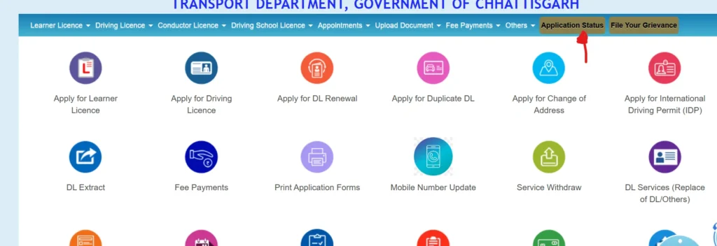 DL Status on Sarathi parivahan portal