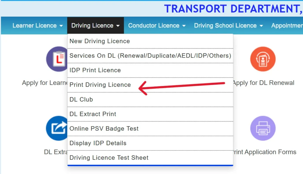Print and Download Driving Licence